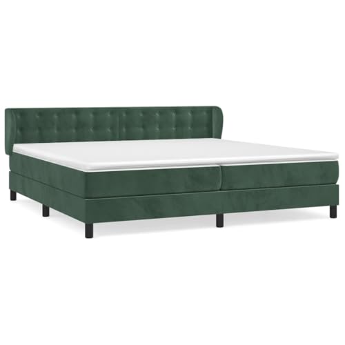 HEFZGDB Boxspringbett mit Matratze Dunkelgrün 200x200 cm Samt Jugendbett Gästebett Bettgestell Single Bed für Gästezimmer Wohnbereich Schlafzimmer Herberge von HEFZGDB