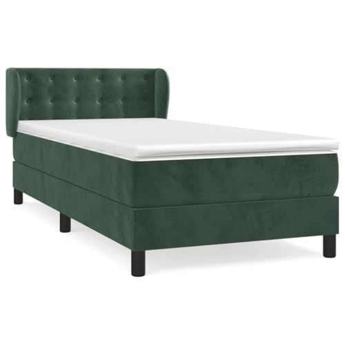 HEFZGDB Boxspringbett mit Matratze Dunkelgrün 80x200 cm Samt Jugendbett Gästebett Bettgestell Single Bed für Gästezimmer Wohnbereich Schlafzimmer Herberge von HEFZGDB