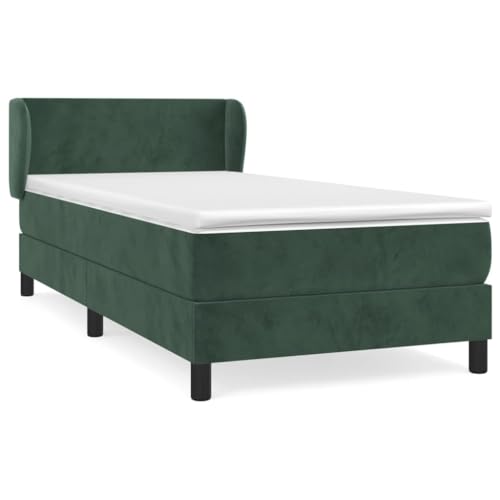 HEFZGDB Boxspringbett mit Matratze Dunkelgrün 80x200 cm Samt Jugendbett Gästebett Bettgestell Single Bed für Gästezimmer Wohnbereich Schlafzimmer Herberge von HEFZGDB