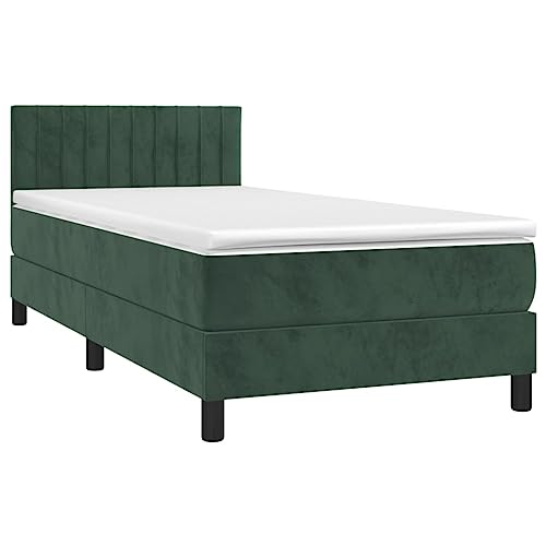 HEFZGDB Boxspringbett mit Matratze Dunkelgrün 80x200 cm Samt Jugendbett Gästebett Einzelbetten Doppelbett für Herberge Gästezimmer Schlafzimmer Wohnbereich von HEFZGDB