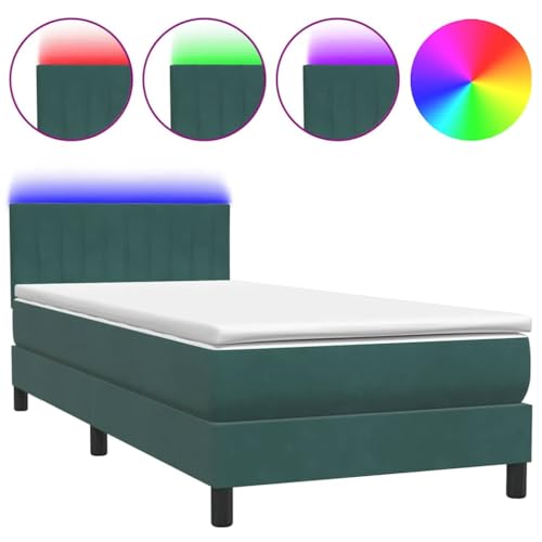 HEFZGDB Boxspringbett mit Matratze Dunkelgrün 80x210 cm Samt Ehebett Bettgestell Familienbett Bettrahmen für Wohnbereich Herberge Schlafzimmer Gästezimmer von HEFZGDB