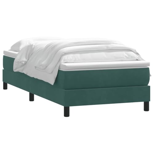 HEFZGDB Boxspringbett mit Matratze Dunkelgrün 80x220 cm Samt Bette Gästebett Bettgestell Doppelbett für Gästezimmer Schlafzimmer Wohnbereich Herberge von HEFZGDB