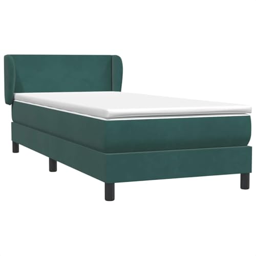 HEFZGDB Boxspringbett mit Matratze Dunkelgrün 80x220 cm Samt Jugendbett Gästebett Bettgestell Single Bed für Gästezimmer Wohnbereich Schlafzimmer Herberge von HEFZGDB