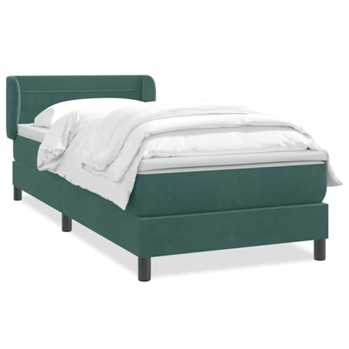 HEFZGDB Boxspringbett mit Matratze Dunkelgrün 80x220 cm Samt Jugendbett Gästebett Bettgestell Single Bed für Gästezimmer Wohnbereich Schlafzimmer Herberge von HEFZGDB