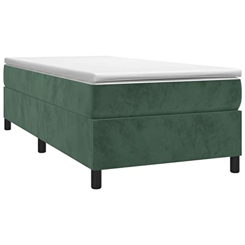 HEFZGDB Boxspringbett mit Matratze Dunkelgrün 90x200 cm Samt Bette Gästebett Bettgestell Doppelbett für Gästezimmer Schlafzimmer Wohnbereich Herberge von HEFZGDB