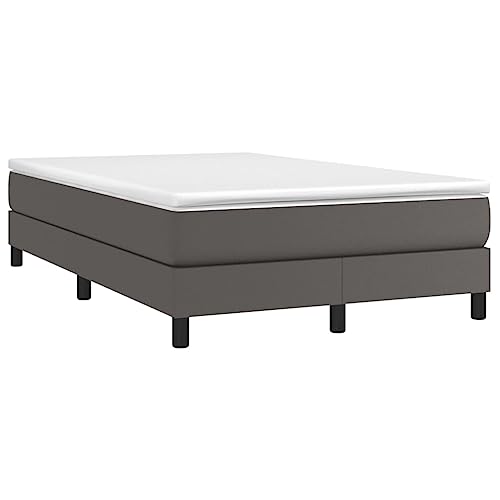 HEFZGDB Boxspringbett mit Matratze Grau 120x200 cm Kunstleder Guest Bed Gästebett Bettgestell Einzelbetten für Schlafzimmer Gästezimmer Herberge Wohnbereich von HEFZGDB