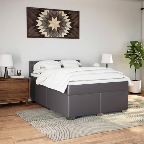 HEFZGDB Boxspringbett mit Matratze Grau 160x200 cm Kunstleder Double Bed Gästebett Familienbett Einzelbetten für Wohnbereich Gästezimmer Schlafzimmer Herberge HEFZGDB Boxspringbett mit Matratze Grau 160x200 cm Kunstleder Double Bed Gästebett Familienbett Einzelbetten für Wohnbereich Gästezimmer Schlafzimmer Herberge von HEFZGDB