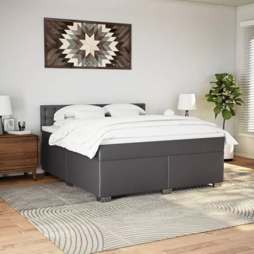 HEFZGDB Boxspringbett mit Matratze Grau 180x200 cm Kunstleder Double Bed Gästebett Familienbett Einzelbetten für Wohnbereich Gästezimmer Schlafzimmer Herberge HEFZGDB Boxspringbett mit Matratze Grau 180x200 cm Kunstleder Double Bed Gästebett Familienbett Einzelbetten für Wohnbereich Gästezimmer Schlafzimmer Herberge von HEFZGDB
