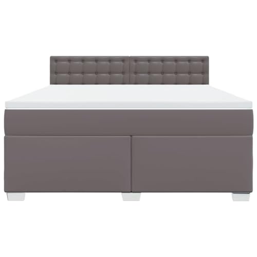 HEFZGDB Boxspringbett mit Matratze Grau 180x200 cm Kunstleder Einzelbett Bettgestell Doppelbett Bettrahmen für Herberge Wohnbereich Gästezimmer Schlafzimmer von HEFZGDB