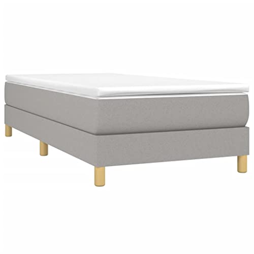 HEFZGDB Boxspringbett mit Matratze Hellgrau 100x200 cm Stoff Bette Bettgestell Bed Frame Familienbett für Schlafzimmer Wohnbereich Herberge Gästezimmer HEFZGDB Boxspringbett mit Matratze Hellgrau 100x200 cm Stoff Bette Bettgestell Bed Frame Familienbett für Schlafzimmer Wohnbereich Herberge Gästezimmer von HEFZGDB