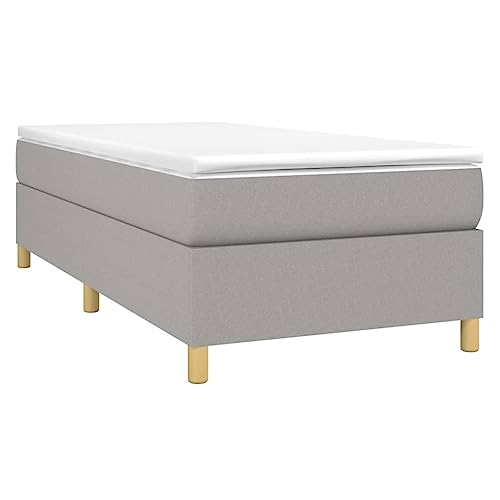 HEFZGDB Boxspringbett mit Matratze Hellgrau 100x200 cm Stoff Bette Bettgestell Bed Frame Familienbett für Schlafzimmer Wohnbereich Herberge Gästezimmer HEFZGDB Boxspringbett mit Matratze Hellgrau 100x200 cm Stoff Bette Bettgestell Bed Frame Familienbett für Schlafzimmer Wohnbereich Herberge Gästezimmer von HEFZGDB