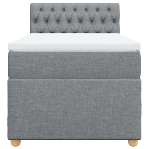 HEFZGDB Boxspringbett mit Matratze Hellgrau 100x200 cm Stoff Ehebett Bettgestell Bed Frame Einzelbett für Schlafzimmer Gästezimmer Wohnbereich Herberge HEFZGDB Boxspringbett mit Matratze Hellgrau 100x200 cm Stoff Ehebett Bettgestell Bed Frame Einzelbett für Schlafzimmer Gästezimmer Wohnbereich Herberge von HEFZGDB