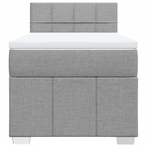 HEFZGDB Boxspringbett mit Matratze Hellgrau 100x200 cm Stoff Jugendbett Bettgestell Familienbett Doppelbett für Gästezimmer Wohnbereich Schlafzimmer Herberge HEFZGDB Boxspringbett mit Matratze Hellgrau 100x200 cm Stoff Jugendbett Bettgestell Familienbett Doppelbett für Gästezimmer Wohnbereich Schlafzimmer Herberge von HEFZGDB