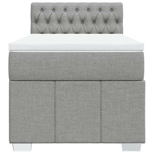 HEFZGDB Boxspringbett mit Matratze Hellgrau 100x200 cm Stoff Jugendbett Bettgestell Familienbett Doppelbett für Gästezimmer Wohnbereich Schlafzimmer Herberge HEFZGDB Boxspringbett mit Matratze Hellgrau 100x200 cm Stoff Jugendbett Bettgestell Familienbett Doppelbett für Gästezimmer Wohnbereich Schlafzimmer Herberge von HEFZGDB