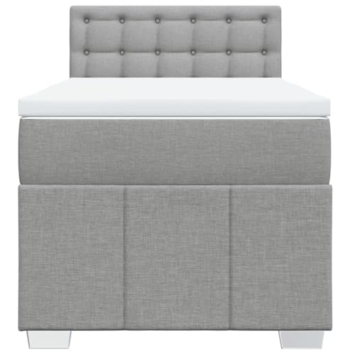 HEFZGDB Boxspringbett mit Matratze Hellgrau 100x200 cm Stoff Jugendbett Bettgestell Familienbett Doppelbett für Gästezimmer Wohnbereich Schlafzimmer Herberge HEFZGDB Boxspringbett mit Matratze Hellgrau 100x200 cm Stoff Jugendbett Bettgestell Familienbett Doppelbett für Gästezimmer Wohnbereich Schlafzimmer Herberge von HEFZGDB