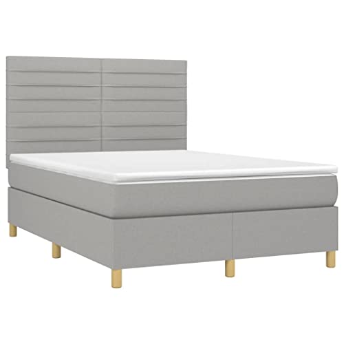 HEFZGDB Boxspringbett mit Matratze Hellgrau 140x190 cm Stoff Daybed Gästebett Bed Frame Bettrahmen für Herberge Wohnbereich Gästezimmer Schlafzimmer HEFZGDB Boxspringbett mit Matratze Hellgrau 140x190 cm Stoff Daybed Gästebett Bed Frame Bettrahmen für Herberge Wohnbereich Gästezimmer Schlafzimmer von HEFZGDB