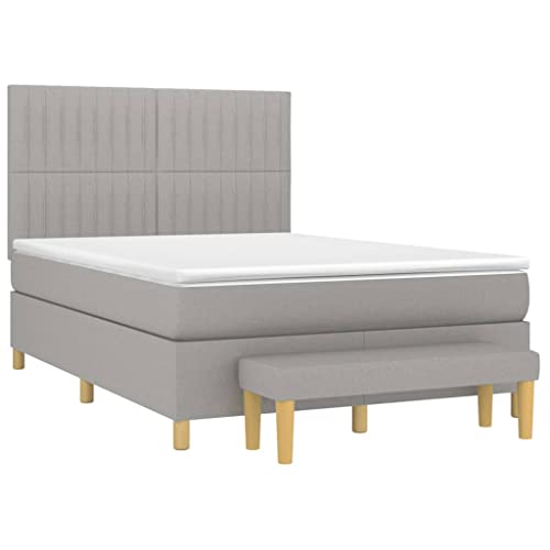 HEFZGDB Boxspringbett mit Matratze Hellgrau 140x190 cm Stoff Guest Bed Gästebett Bed Frame Familienbett für Schlafzimmer Gästezimmer Wohnbereich Herberge HEFZGDB Boxspringbett mit Matratze Hellgrau 140x190 cm Stoff Guest Bed Gästebett Bed Frame Familienbett für Schlafzimmer Gästezimmer Wohnbereich Herberge von HEFZGDB