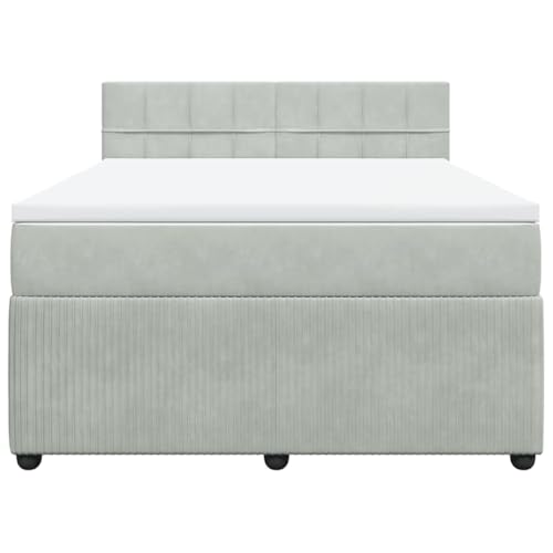 HEFZGDB Boxspringbett mit Matratze Hellgrau 140x200 cm Samt Daybed Bettgestell Bed Frame Doppelbett für Wohnbereich Schlafzimmer Gästezimmer Herberge HEFZGDB Boxspringbett mit Matratze Hellgrau 140x200 cm Samt Daybed Bettgestell Bed Frame Doppelbett für Wohnbereich Schlafzimmer Gästezimmer Herberge von HEFZGDB