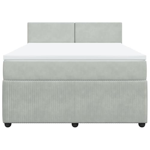 HEFZGDB Boxspringbett mit Matratze Hellgrau 140x200 cm Samt Daybed Bettgestell Bed Frame Doppelbett für Wohnbereich Schlafzimmer Gästezimmer Herberge von HEFZGDB