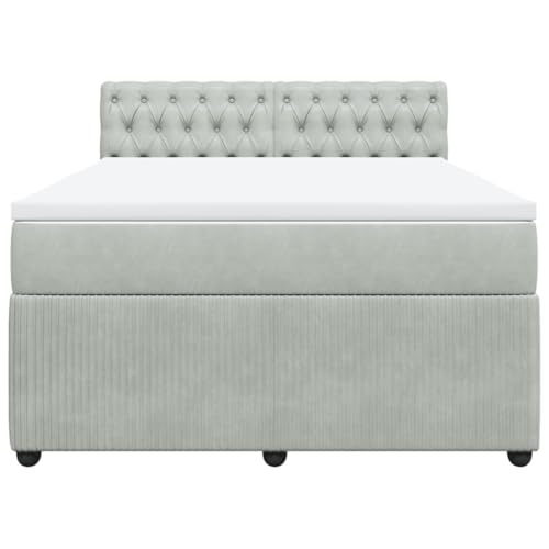 HEFZGDB Boxspringbett mit Matratze Hellgrau 140x200 cm Samt Daybed Bettgestell Bed Frame Doppelbett für Wohnbereich Schlafzimmer Gästezimmer Herberge HEFZGDB Boxspringbett mit Matratze Hellgrau 140x200 cm Samt Daybed Bettgestell Bed Frame Doppelbett für Wohnbereich Schlafzimmer Gästezimmer Herberge von HEFZGDB