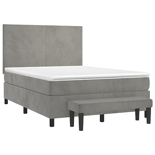 HEFZGDB Boxspringbett mit Matratze Hellgrau 140x200 cm Samt Ehebett Bed Frame Familienbett Doppelbett für Schlafzimmer Wohnbereich Herberge Gästezimmer HEFZGDB Boxspringbett mit Matratze Hellgrau 140x200 cm Samt Ehebett Bed Frame Familienbett Doppelbett für Schlafzimmer Wohnbereich Herberge Gästezimmer von HEFZGDB
