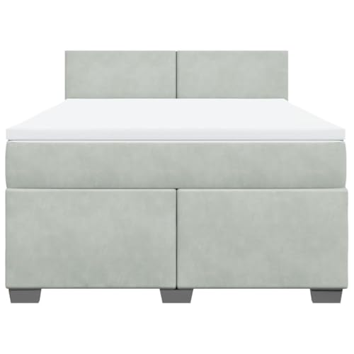HEFZGDB Boxspringbett mit Matratze Hellgrau 140x200 cm Samt Einzelbett Familienbett Einzelbetten Doppelbett für Schlafzimmer Gästezimmer Herberge Wohnbereich HEFZGDB Boxspringbett mit Matratze Hellgrau 140x200 cm Samt Einzelbett Familienbett Einzelbetten Doppelbett für Schlafzimmer Gästezimmer Herberge Wohnbereich von HEFZGDB