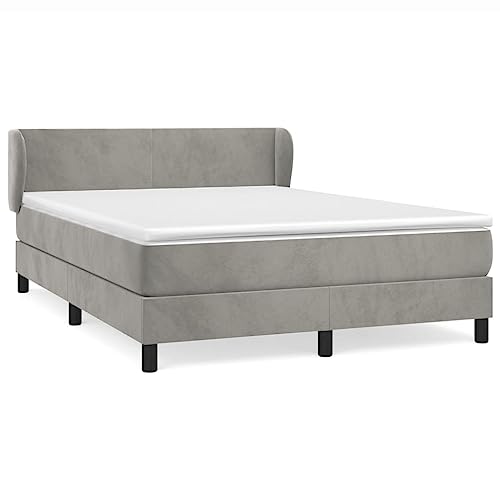 HEFZGDB Boxspringbett mit Matratze Hellgrau 140x200 cm Samt Jugendbett Gästebett Bettgestell Single Bed für Gästezimmer Wohnbereich Schlafzimmer Herberge HEFZGDB Boxspringbett mit Matratze Hellgrau 140x200 cm Samt Jugendbett Gästebett Bettgestell Single Bed für Gästezimmer Wohnbereich Schlafzimmer Herberge von HEFZGDB