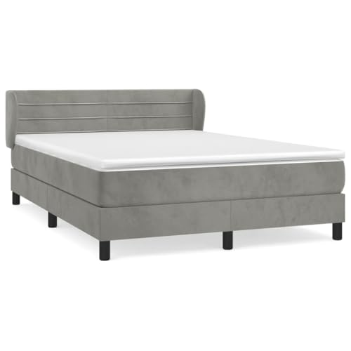 HEFZGDB Boxspringbett mit Matratze Hellgrau 140x200 cm Samt Jugendbett Gästebett Bettgestell Single Bed für Gästezimmer Wohnbereich Schlafzimmer Herberge HEFZGDB Boxspringbett mit Matratze Hellgrau 140x200 cm Samt Jugendbett Gästebett Bettgestell Single Bed für Gästezimmer Wohnbereich Schlafzimmer Herberge von HEFZGDB