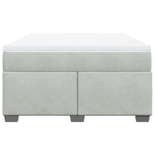 HEFZGDB Boxspringbett mit Matratze Hellgrau 140x200 cm Samt Single Bed Bed Frame Familienbett Bettrahmen für Wohnbereich Herberge Gästezimmer Schlafzimmer von HEFZGDB