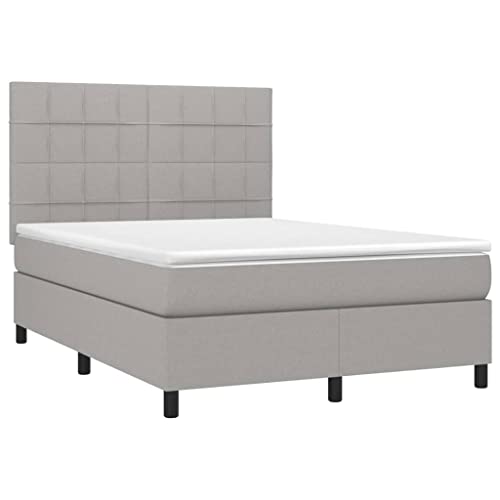 HEFZGDB Boxspringbett mit Matratze Hellgrau 140x200 cm Stoff Double Bed Gästebett Bed Frame Doppelbett für Gästezimmer Wohnbereich Schlafzimmer Herberge HEFZGDB Boxspringbett mit Matratze Hellgrau 140x200 cm Stoff Double Bed Gästebett Bed Frame Doppelbett für Gästezimmer Wohnbereich Schlafzimmer Herberge von HEFZGDB