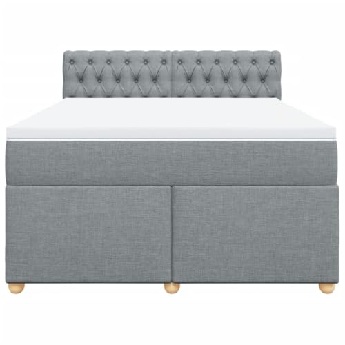 HEFZGDB Boxspringbett mit Matratze Hellgrau 140x200 cm Stoff Ehebett Bettgestell Bed Frame Einzelbett für Schlafzimmer Gästezimmer Wohnbereich Herberge HEFZGDB Boxspringbett mit Matratze Hellgrau 140x200 cm Stoff Ehebett Bettgestell Bed Frame Einzelbett für Schlafzimmer Gästezimmer Wohnbereich Herberge von HEFZGDB