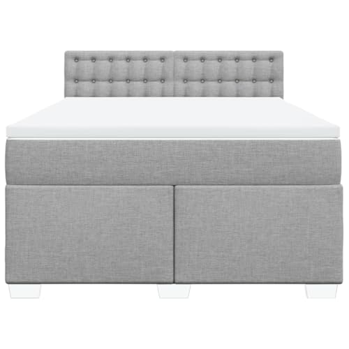 HEFZGDB Boxspringbett mit Matratze Hellgrau 140x200 cm Stoff Ehebett Bettgestell Einzelbetten Doppelbett für Schlafzimmer Herberge Wohnbereich Gästezimmer HEFZGDB Boxspringbett mit Matratze Hellgrau 140x200 cm Stoff Ehebett Bettgestell Einzelbetten Doppelbett für Schlafzimmer Herberge Wohnbereich Gästezimmer von HEFZGDB