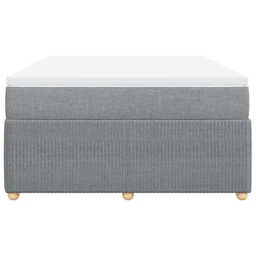 HEFZGDB Boxspringbett mit Matratze Hellgrau 140x200 cm Stoff Jugendbett Bettgestell Bed Frame Bettrahmen für Gästezimmer Wohnbereich Herberge Schlafzimmer von HEFZGDB