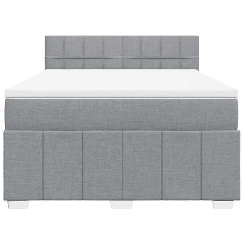 HEFZGDB Boxspringbett mit Matratze Hellgrau 140x200 cm Stoff Jugendbett Bettgestell Familienbett Doppelbett für Gästezimmer Wohnbereich Schlafzimmer Herberge von HEFZGDB