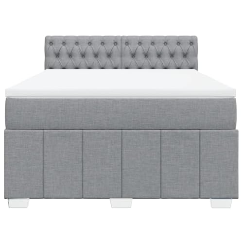 HEFZGDB Boxspringbett mit Matratze Hellgrau 140x200 cm Stoff Jugendbett Bettgestell Familienbett Doppelbett für Gästezimmer Wohnbereich Schlafzimmer Herberge von HEFZGDB