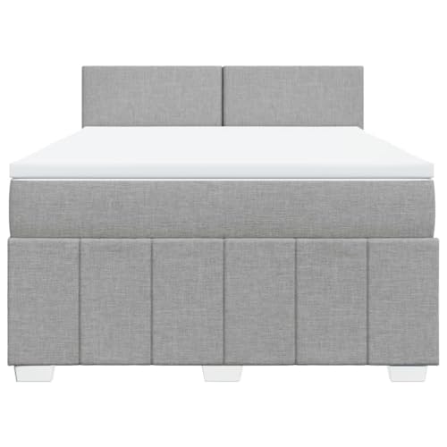 HEFZGDB Boxspringbett mit Matratze Hellgrau 140x200 cm Stoff Jugendbett Bettgestell Familienbett Doppelbett für Gästezimmer Wohnbereich Schlafzimmer Herberge von HEFZGDB
