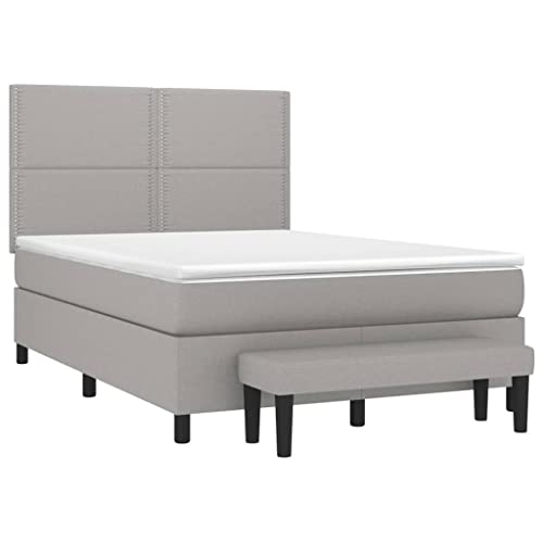 HEFZGDB Boxspringbett mit Matratze Hellgrau 140x200 cm Stoff Jugendbett Gästebett Bed Frame Einzelbett für Schlafzimmer Gästezimmer Herberge Wohnbereich HEFZGDB Boxspringbett mit Matratze Hellgrau 140x200 cm Stoff Jugendbett Gästebett Bed Frame Einzelbett für Schlafzimmer Gästezimmer Herberge Wohnbereich von HEFZGDB
