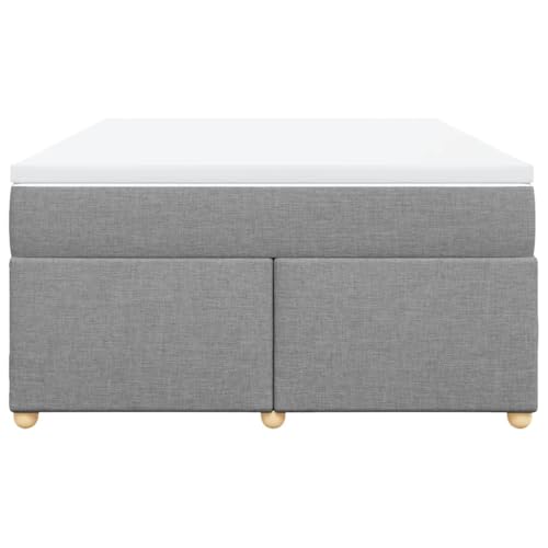 HEFZGDB Boxspringbett mit Matratze Hellgrau 140x200 cm Stoff Jugendbett Gästebett Bettgestell Single Bed für Schlafzimmer Herberge Gästezimmer Wohnbereich von HEFZGDB