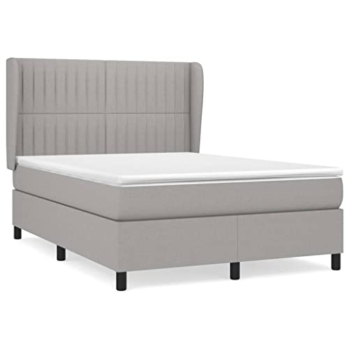 HEFZGDB Boxspringbett mit Matratze Hellgrau 140x200 cm Stoff Single Bed Gästebett Doppelbett Bettrahmen für Herberge Schlafzimmer Gästezimmer Wohnbereich HEFZGDB Boxspringbett mit Matratze Hellgrau 140x200 cm Stoff Single Bed Gästebett Doppelbett Bettrahmen für Herberge Schlafzimmer Gästezimmer Wohnbereich von HEFZGDB