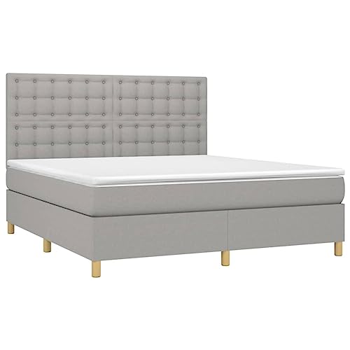HEFZGDB Boxspringbett mit Matratze Hellgrau 160x200 cm Stoff Daybed Gästebett Bed Frame Bettrahmen für Herberge Wohnbereich Gästezimmer Schlafzimmer HEFZGDB Boxspringbett mit Matratze Hellgrau 160x200 cm Stoff Daybed Gästebett Bed Frame Bettrahmen für Herberge Wohnbereich Gästezimmer Schlafzimmer von HEFZGDB