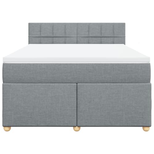 HEFZGDB Boxspringbett mit Matratze Hellgrau 160x200 cm Stoff Ehebett Bettgestell Bed Frame Einzelbett für Schlafzimmer Gästezimmer Wohnbereich Herberge HEFZGDB Boxspringbett mit Matratze Hellgrau 160x200 cm Stoff Ehebett Bettgestell Bed Frame Einzelbett für Schlafzimmer Gästezimmer Wohnbereich Herberge von HEFZGDB