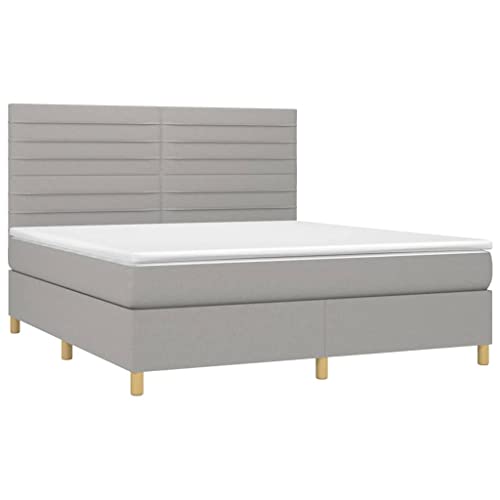 HEFZGDB Boxspringbett mit Matratze Hellgrau 180x200 cm Stoff Daybed Gästebett Bed Frame Bettrahmen für Herberge Wohnbereich Gästezimmer Schlafzimmer HEFZGDB Boxspringbett mit Matratze Hellgrau 180x200 cm Stoff Daybed Gästebett Bed Frame Bettrahmen für Herberge Wohnbereich Gästezimmer Schlafzimmer von HEFZGDB