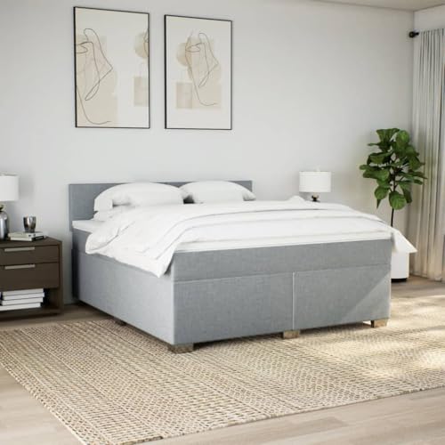 HEFZGDB Boxspringbett mit Matratze Hellgrau 180x200 cm Stoff Daybed Gästebett Bettgestell Einzelbett für Gästezimmer Schlafzimmer Wohnbereich Herberge HEFZGDB Boxspringbett mit Matratze Hellgrau 180x200 cm Stoff Daybed Gästebett Bettgestell Einzelbett für Gästezimmer Schlafzimmer Wohnbereich Herberge von HEFZGDB