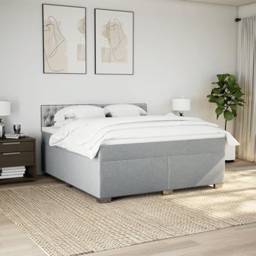 HEFZGDB Boxspringbett mit Matratze Hellgrau 180x200 cm Stoff Daybed Gästebett Bettgestell Einzelbett für Gästezimmer Schlafzimmer Wohnbereich Herberge HEFZGDB Boxspringbett mit Matratze Hellgrau 180x200 cm Stoff Daybed Gästebett Bettgestell Einzelbett für Gästezimmer Schlafzimmer Wohnbereich Herberge von HEFZGDB