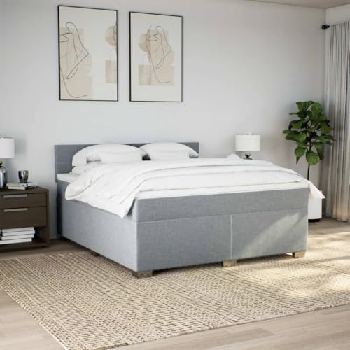HEFZGDB Boxspringbett mit Matratze Hellgrau 180x200 cm Stoff Daybed Gästebett Bettgestell Einzelbett für Gästezimmer Schlafzimmer Wohnbereich Herberge HEFZGDB Boxspringbett mit Matratze Hellgrau 180x200 cm Stoff Daybed Gästebett Bettgestell Einzelbett für Gästezimmer Schlafzimmer Wohnbereich Herberge von HEFZGDB