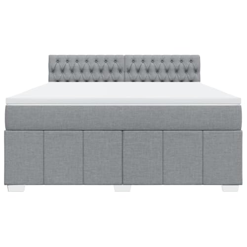 HEFZGDB Boxspringbett mit Matratze Hellgrau 180x200 cm Stoff Jugendbett Bettgestell Familienbett Doppelbett für Gästezimmer Wohnbereich Schlafzimmer Herberge von HEFZGDB