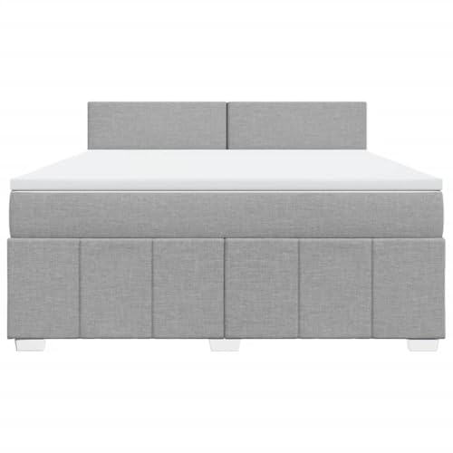 HEFZGDB Boxspringbett mit Matratze Hellgrau 180x200 cm Stoff Jugendbett Bettgestell Familienbett Doppelbett für Gästezimmer Wohnbereich Schlafzimmer Herberge HEFZGDB Boxspringbett mit Matratze Hellgrau 180x200 cm Stoff Jugendbett Bettgestell Familienbett Doppelbett für Gästezimmer Wohnbereich Schlafzimmer Herberge von HEFZGDB
