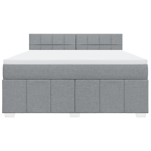 HEFZGDB Boxspringbett mit Matratze Hellgrau 180x200 cm Stoff Jugendbett Bettgestell Familienbett Doppelbett für Gästezimmer Wohnbereich Schlafzimmer Herberge HEFZGDB Boxspringbett mit Matratze Hellgrau 180x200 cm Stoff Jugendbett Bettgestell Familienbett Doppelbett für Gästezimmer Wohnbereich Schlafzimmer Herberge von HEFZGDB