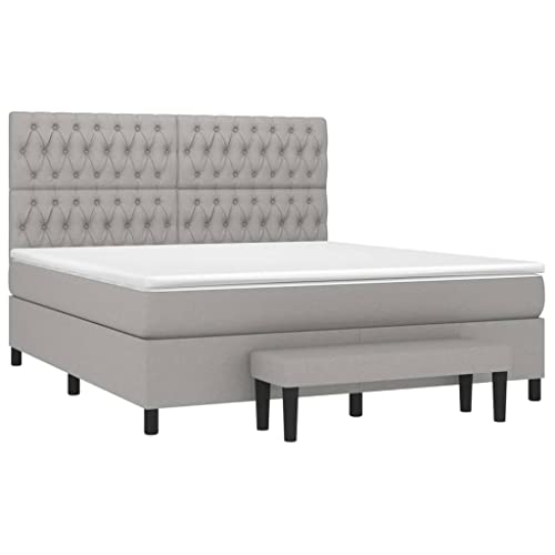 HEFZGDB Boxspringbett mit Matratze Hellgrau 180x200 cm Stoff Jugendbett Gästebett Bed Frame Einzelbett für Schlafzimmer Gästezimmer Herberge Wohnbereich HEFZGDB Boxspringbett mit Matratze Hellgrau 180x200 cm Stoff Jugendbett Gästebett Bed Frame Einzelbett für Schlafzimmer Gästezimmer Herberge Wohnbereich von HEFZGDB