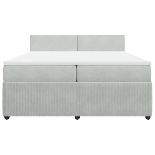 HEFZGDB Boxspringbett mit Matratze Hellgrau 200x200 cm Samt Daybed Bettgestell Bed Frame Doppelbett für Wohnbereich Schlafzimmer Gästezimmer Herberge von HEFZGDB